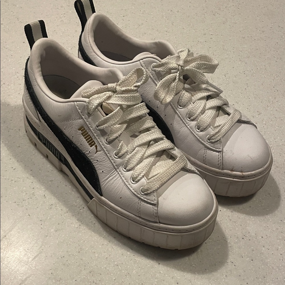 Puma Women's White and Black Platform Sneakers